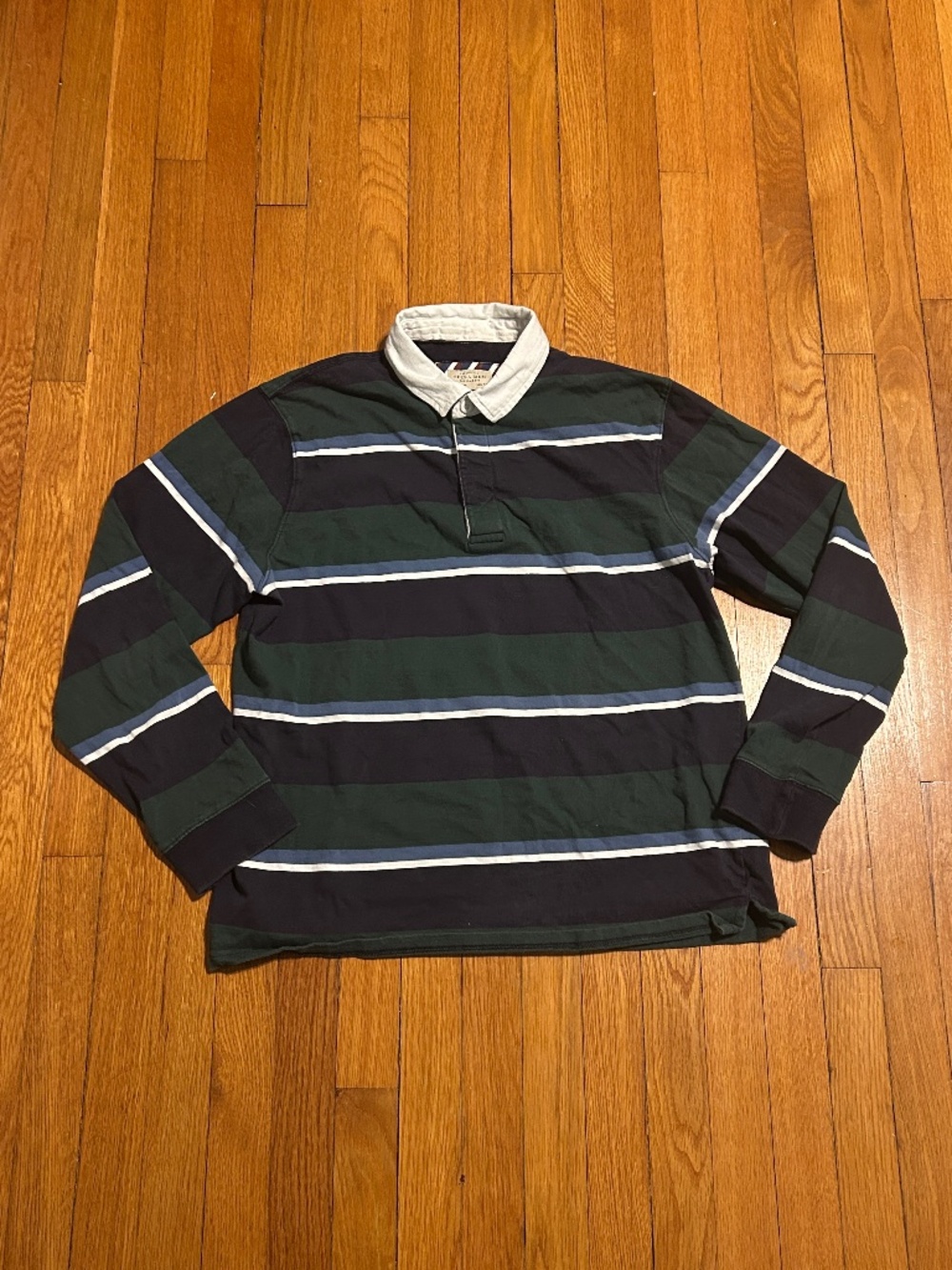 Sfera Men Essentials Green Black Striped Quarter Button Shirt Men’s XXL